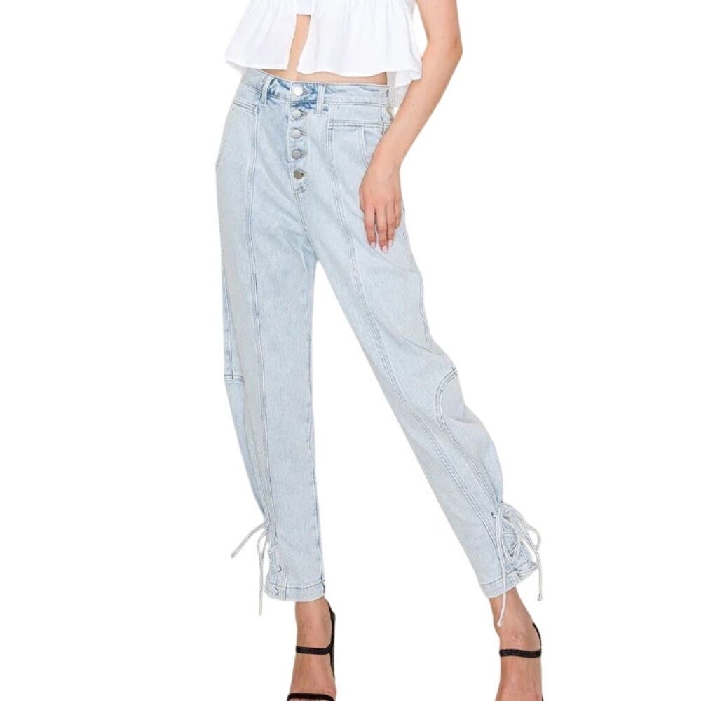 Insane Gene NWT High Rise Relaxed Light Wash Ankle Tie Balloon Jeans